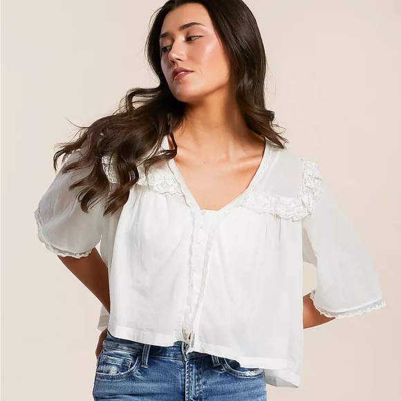 Free People Sheer White Lace Blouse - Picture 2 of 12